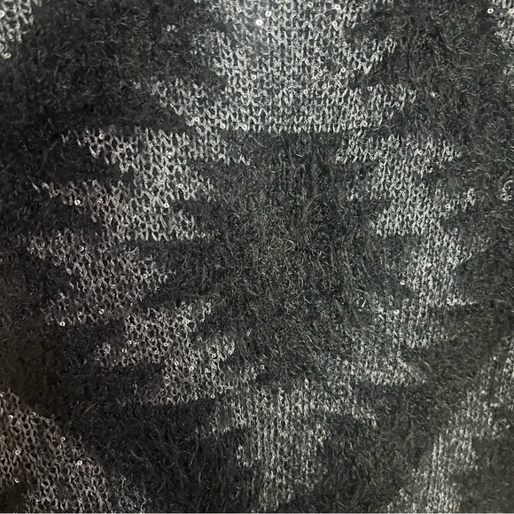 NEVADA Vintage Geometric Wool Blend Sweater Ribbed Black Knit Pullover Sequins - Picture 7 of 10